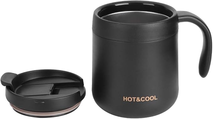 Thermobecher Edelstahl 350ml Kaffeebecher to go Griff Kaffeetasse Henkel