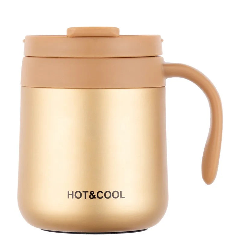 Thermobecher Edelstahl 350ml Kaffeebecher to go Griff Kaffeetasse Henkel