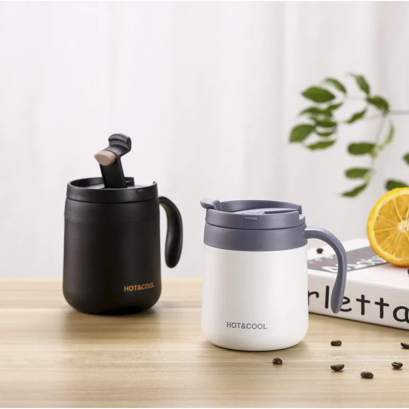 Thermobecher Edelstahl 350ml Kaffeebecher to go Griff Kaffeetasse Henkel