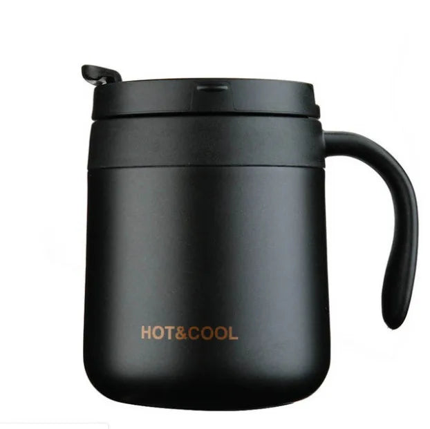 Thermobecher Edelstahl 350ml Kaffeebecher to go Griff Kaffeetasse Henkel