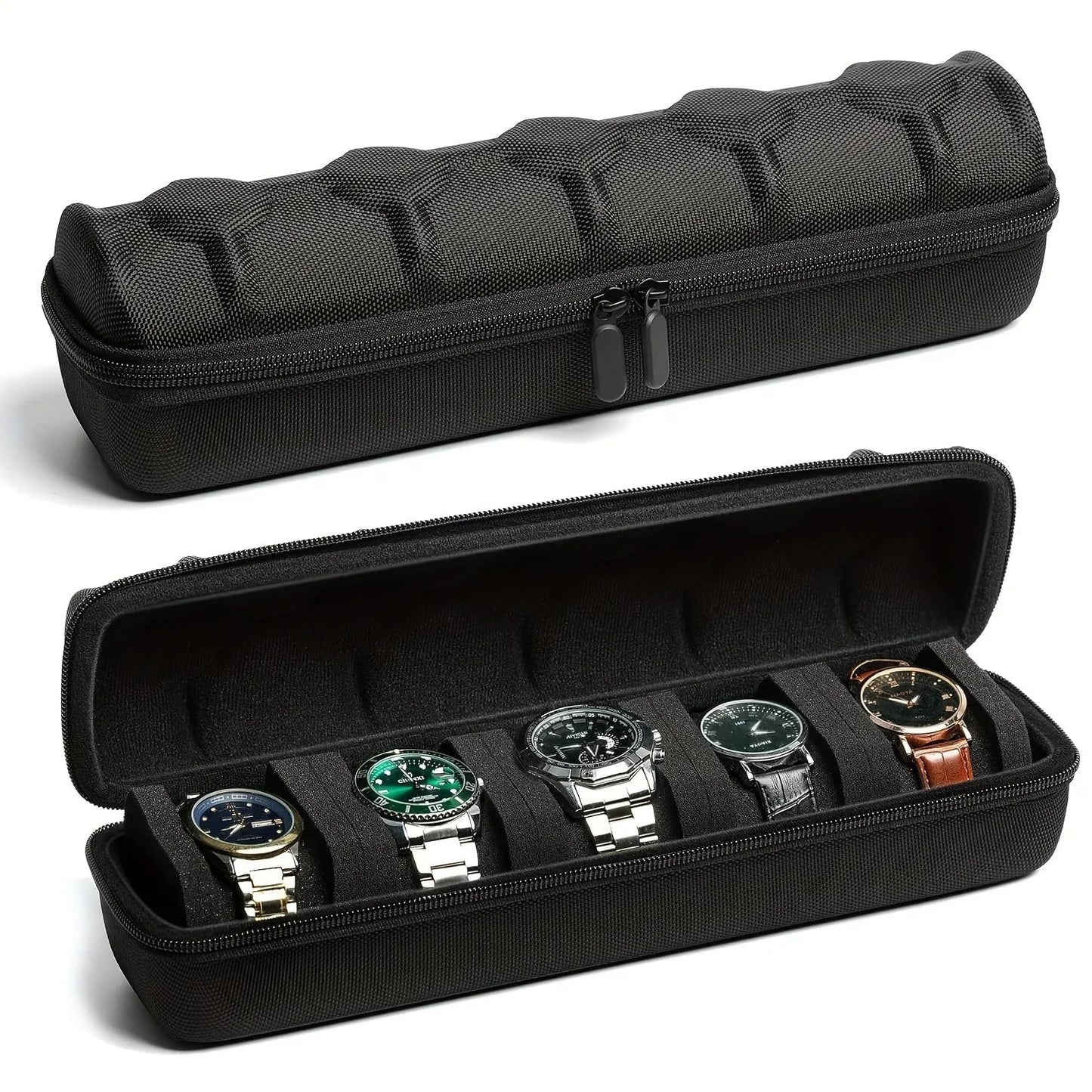 Uhrenbox 5 Fächern Uhrenrolle Reisetasche Hartschalen Uhrenetui Uhrentransport