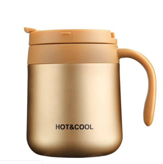 Thermobecher Edelstahl 350ml Kaffeebecher to go Griff Kaffeetasse Henkel