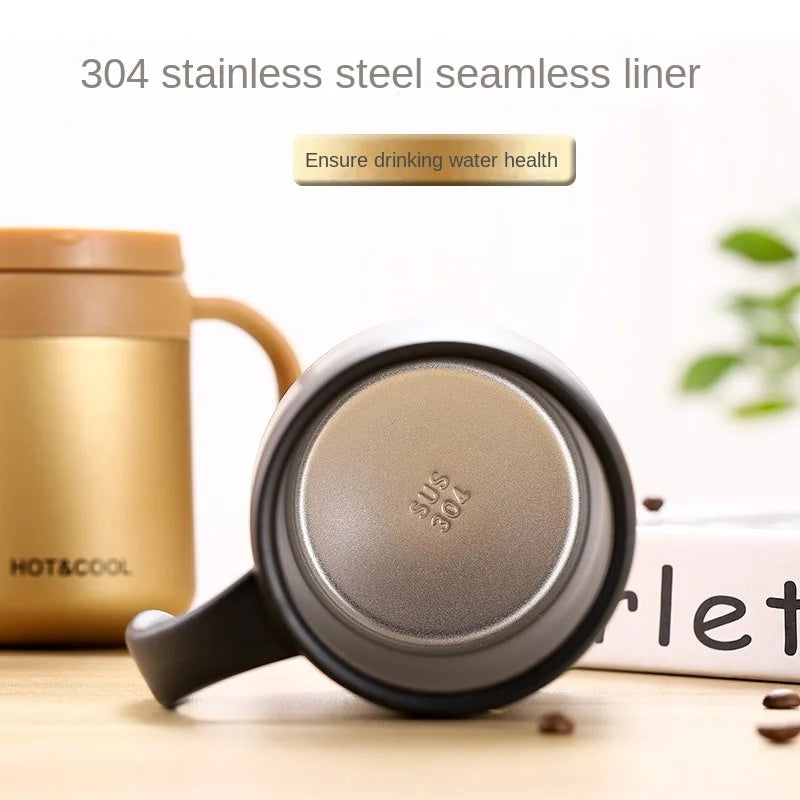 Thermobecher Edelstahl 350ml Kaffeebecher to go Griff Kaffeetasse Henkel