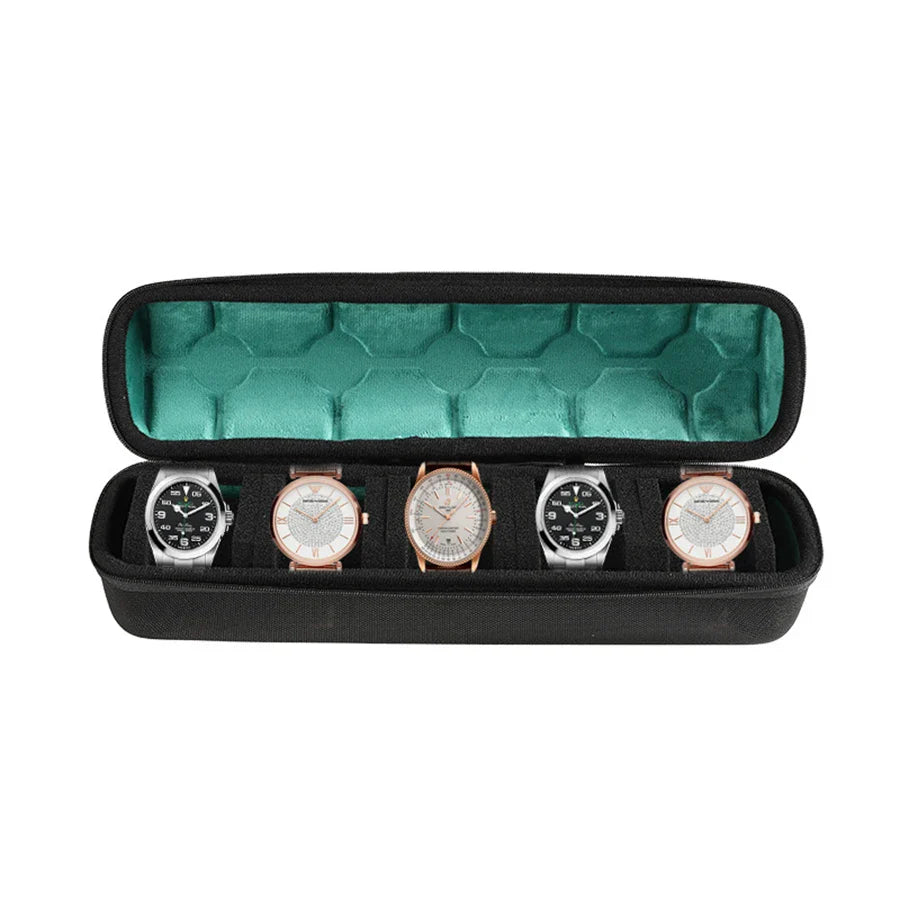 Uhrenbox 5 Fächern Uhrenrolle Reisetasche Hartschalen Uhrenetui Uhrentransport