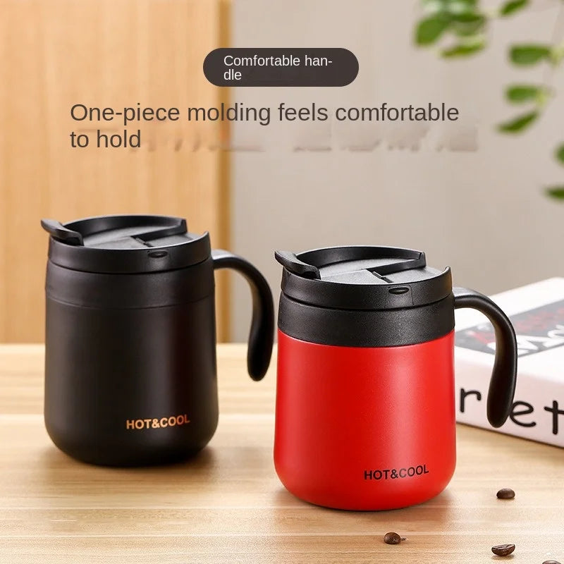 Thermobecher Edelstahl 350ml Kaffeebecher to go Griff Kaffeetasse Henkel