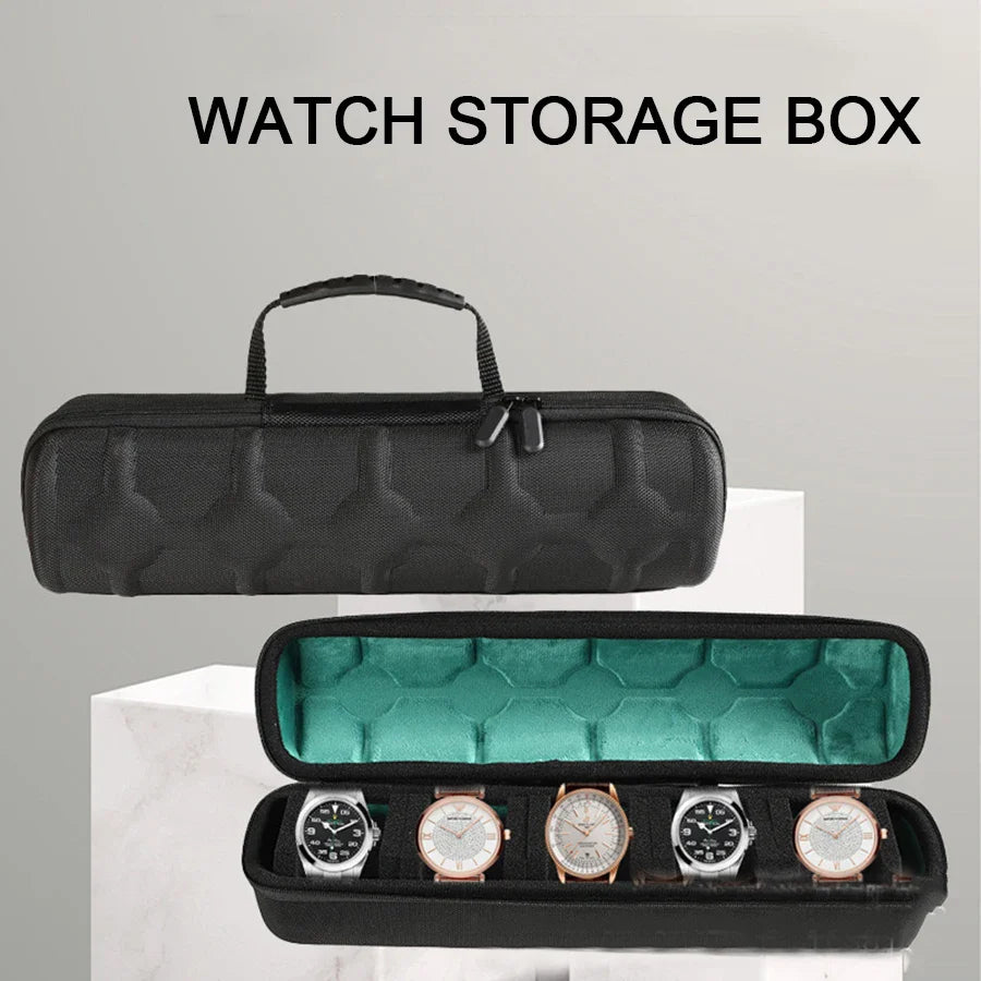 Uhrenbox 5 Fächern Uhrenrolle Reisetasche Hartschalen Uhrenetui Uhrentransport