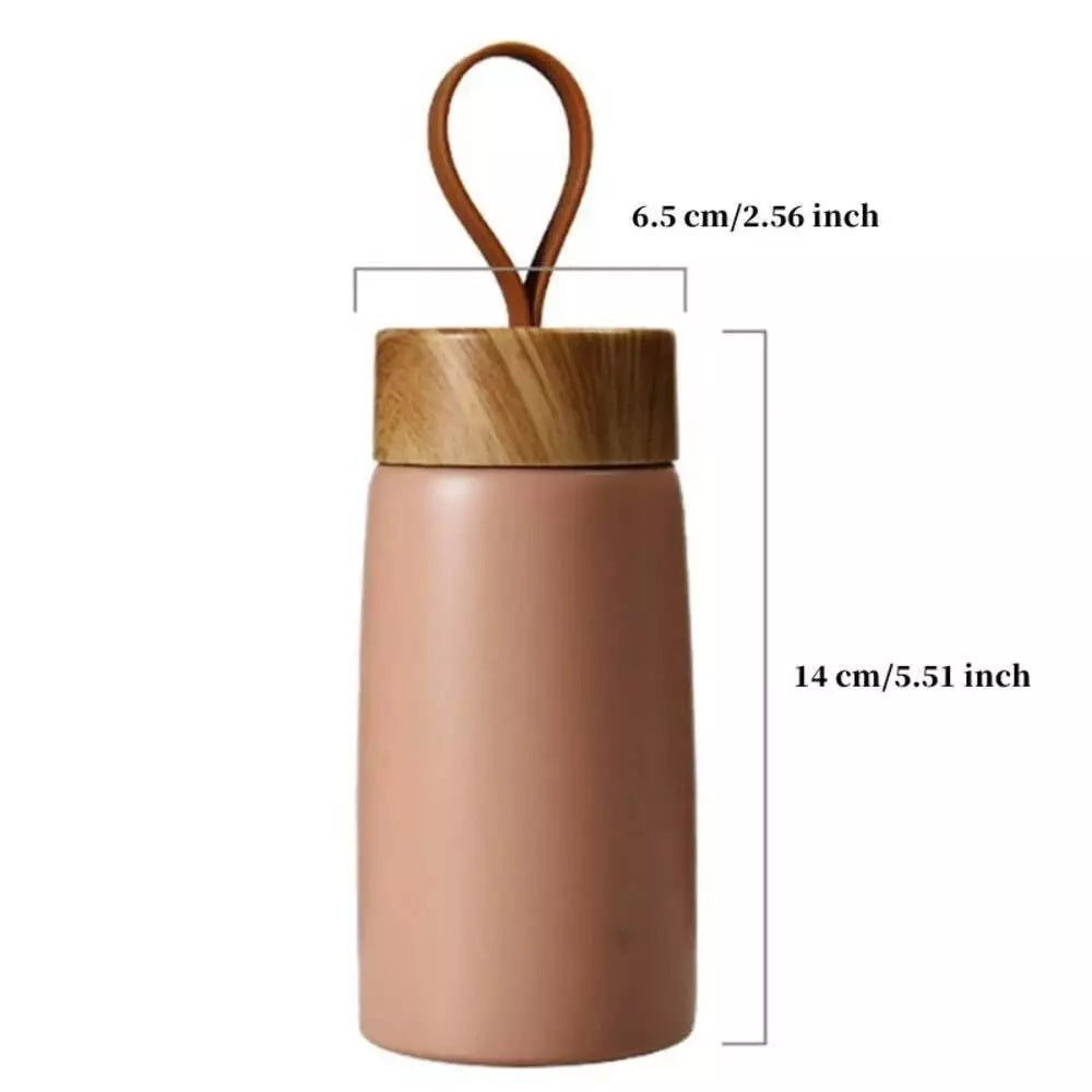 Thermobecher Edelstahl 260ml Kaffeebecher to go Auslaufsicher Kaffeetasse Bambus