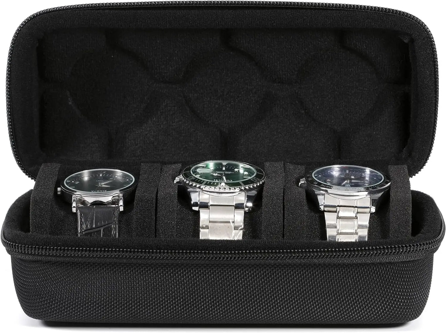 Uhrenbox 3 Fächern Uhrenrolle Reisetasche Hartschalen Uhrenetui Uhrentransport