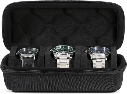 Uhrenbox 3 Fächern Uhrenrolle Reisetasche Hartschalen Uhrenetui Uhrentransport