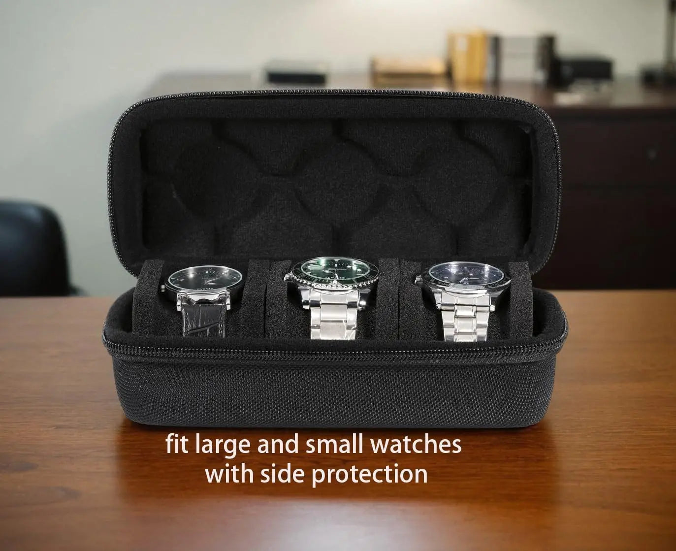 Uhrenbox 3 Fächern Uhrenrolle Reisetasche Hartschalen Uhrenetui Uhrentransport