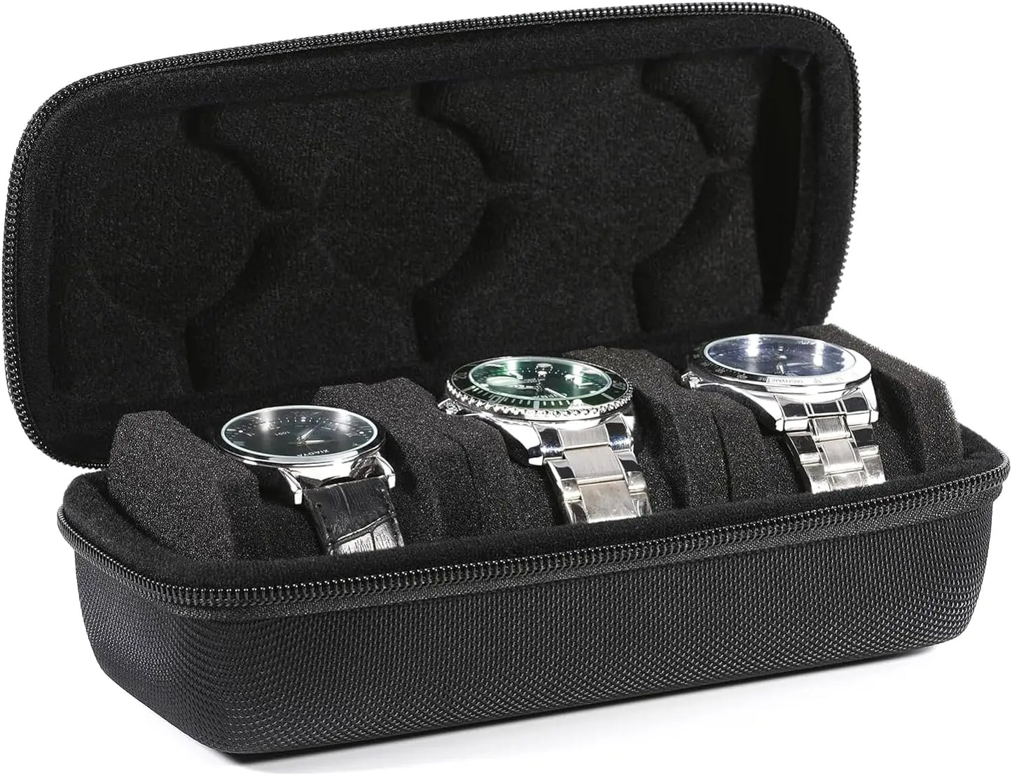 Uhrenbox 3 Fächern Uhrenrolle Reisetasche Hartschalen Uhrenetui Uhrentransport