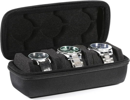 Uhrenbox 3 Fächern Uhrenrolle Reisetasche Hartschalen Uhrenetui Uhrentransport
