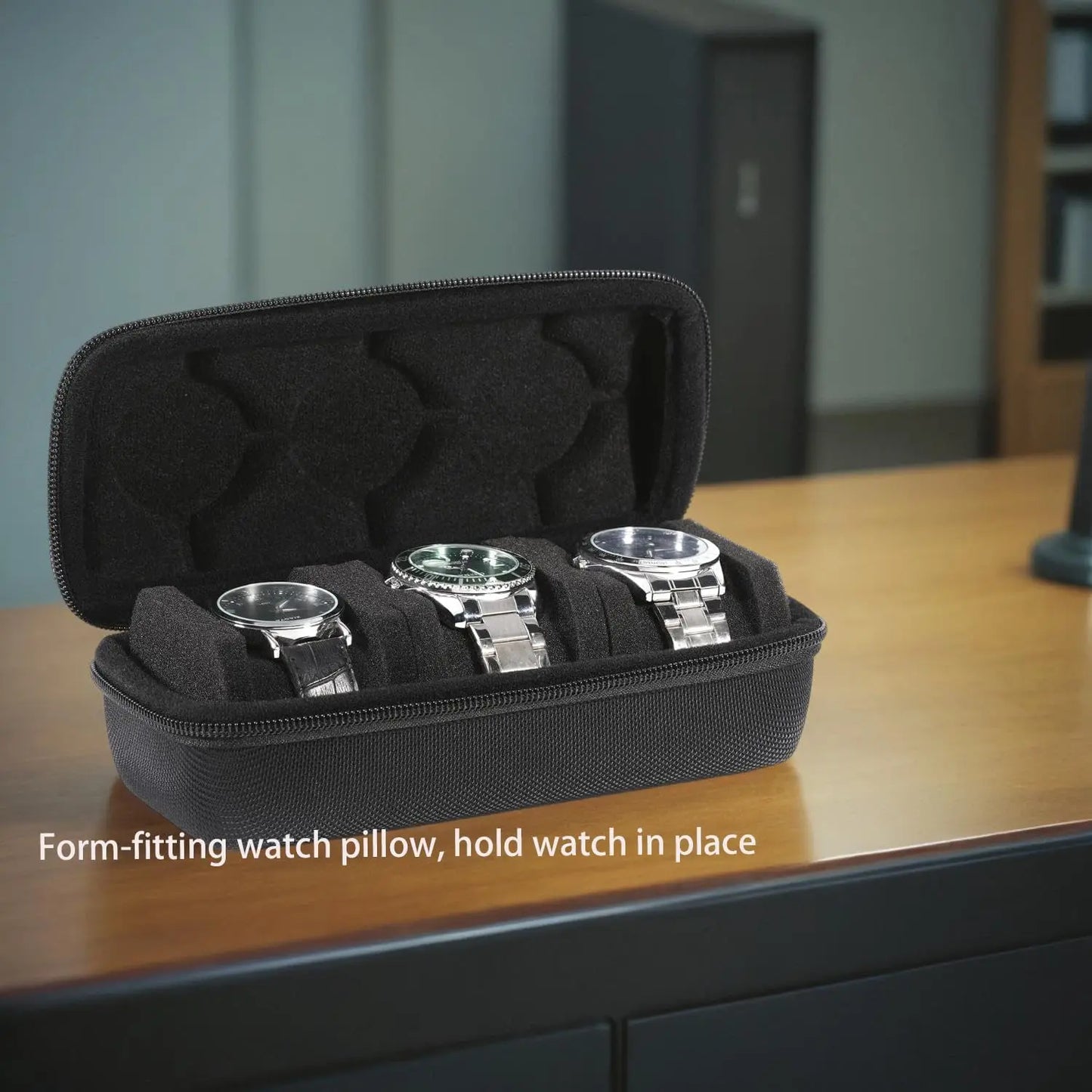 Uhrenbox 3 Fächern Uhrenrolle Reisetasche Hartschalen Uhrenetui Uhrentransport
