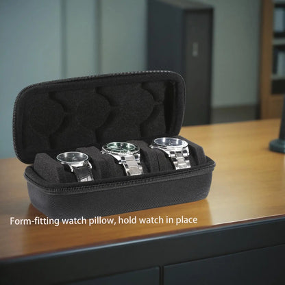 Uhrenbox 3 Fächern Uhrenrolle Reisetasche Hartschalen Uhrenetui Uhrentransport