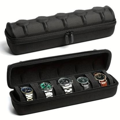 Uhrenbox 5 Fächern Uhrenrolle Reisetasche Hartschalen Uhrenetui Uhrentransport