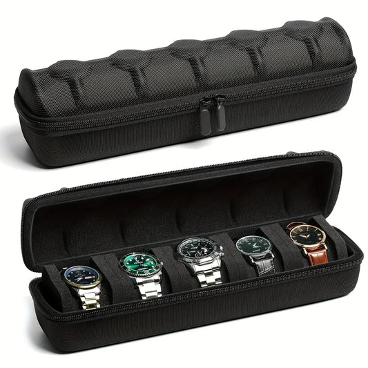 Uhrenbox 5 Fächern Uhrenrolle Reisetasche Hartschalen Uhrenetui Uhrentransport